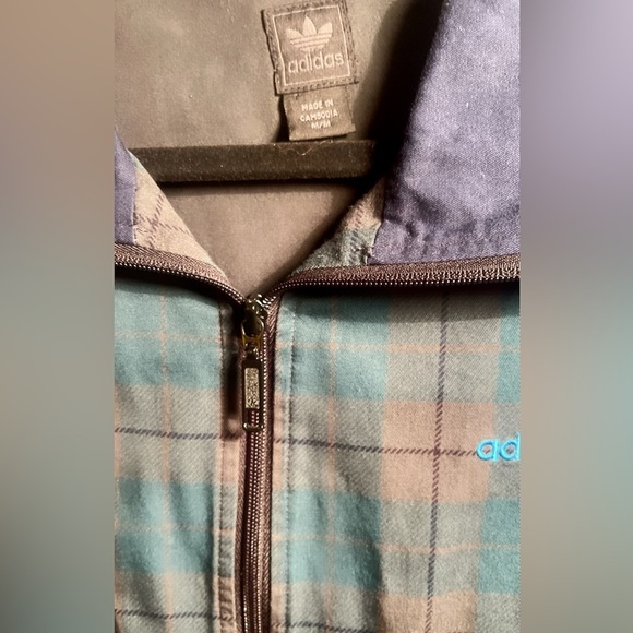 Vintage Adidas casual light athletic streetwear lng sleeve tartan print jacket M - Picture 3 of 4